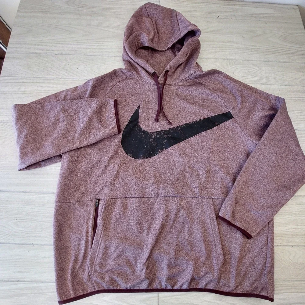 Nike Therma Fit Hoodie Pullover Mens XXL Heathered Big‎ Swoosh Gym Streetwear